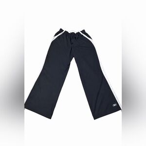 Reebok XL Nylon Track Pants Zip Cuff Black White Athletic
